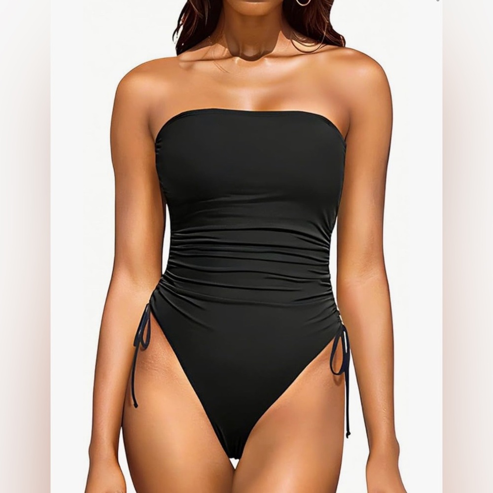 Younique Black Strapless One-Piece Swimsuit